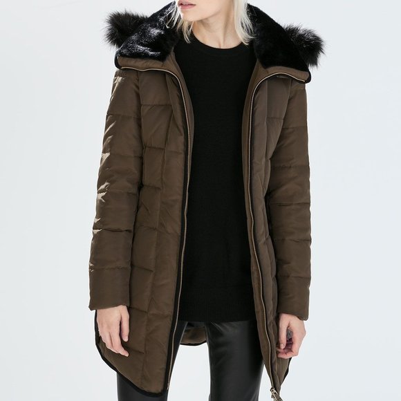 Zara Water-Repellent Hooded Down Puffer jacket - Picture 1 of 8